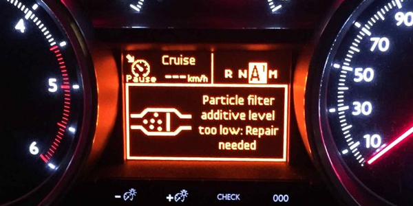 Particle filter additive level too low: repair needed